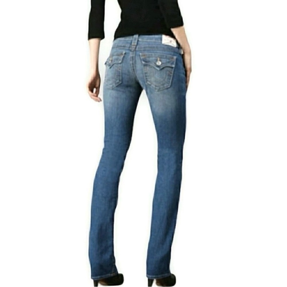 True Religion Women's Billy Straight Leg Medium Washed 8 29